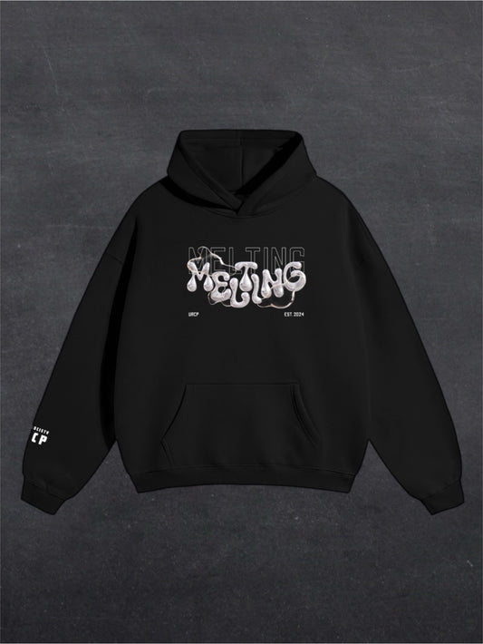 MELTING UNISEX HOODIE - FRONT PRINT (black)