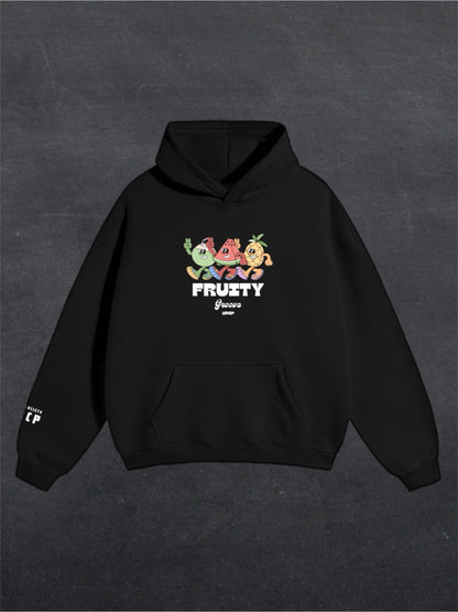 FRUITY GROOVE UNISEX HOODIE - FRONT PRINT (black)