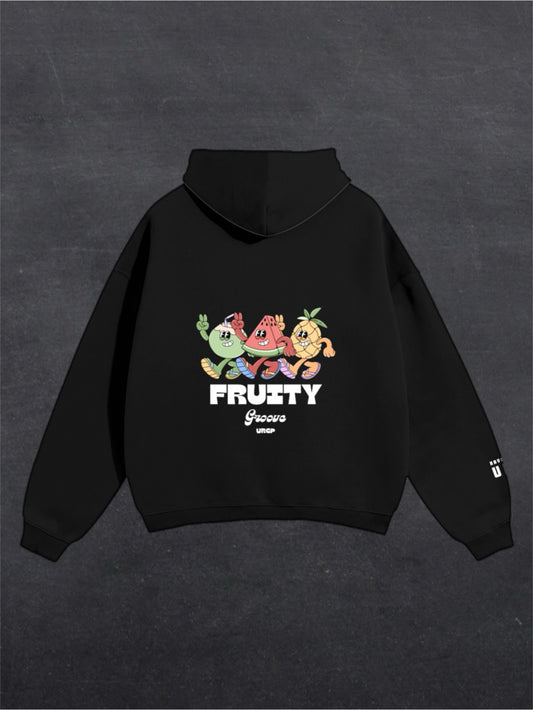 FRUITY GROOVE UNISEX HOODIE - BACK PRINT (black)