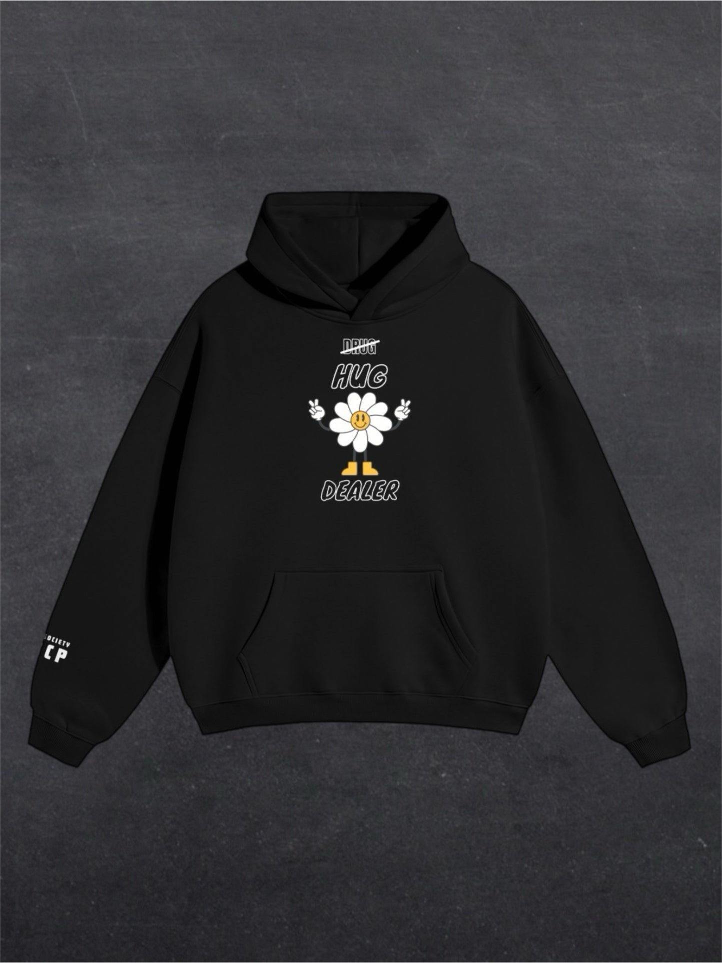HUG DEALER UNISEX HOODIE - FRONT PRINT (black)