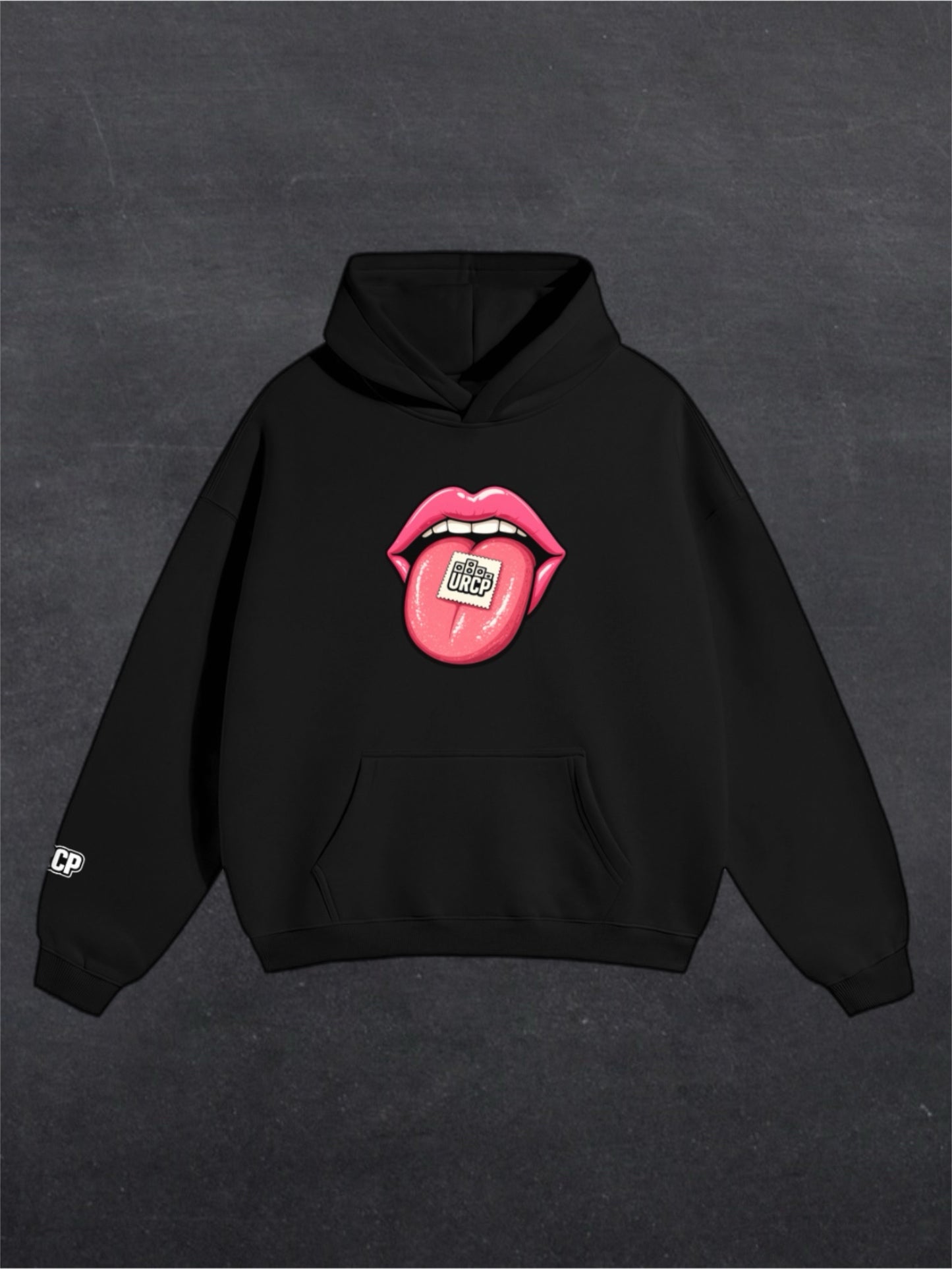 URCP TAB UNISEX HOODIE - FRONT PRINT (white/black)