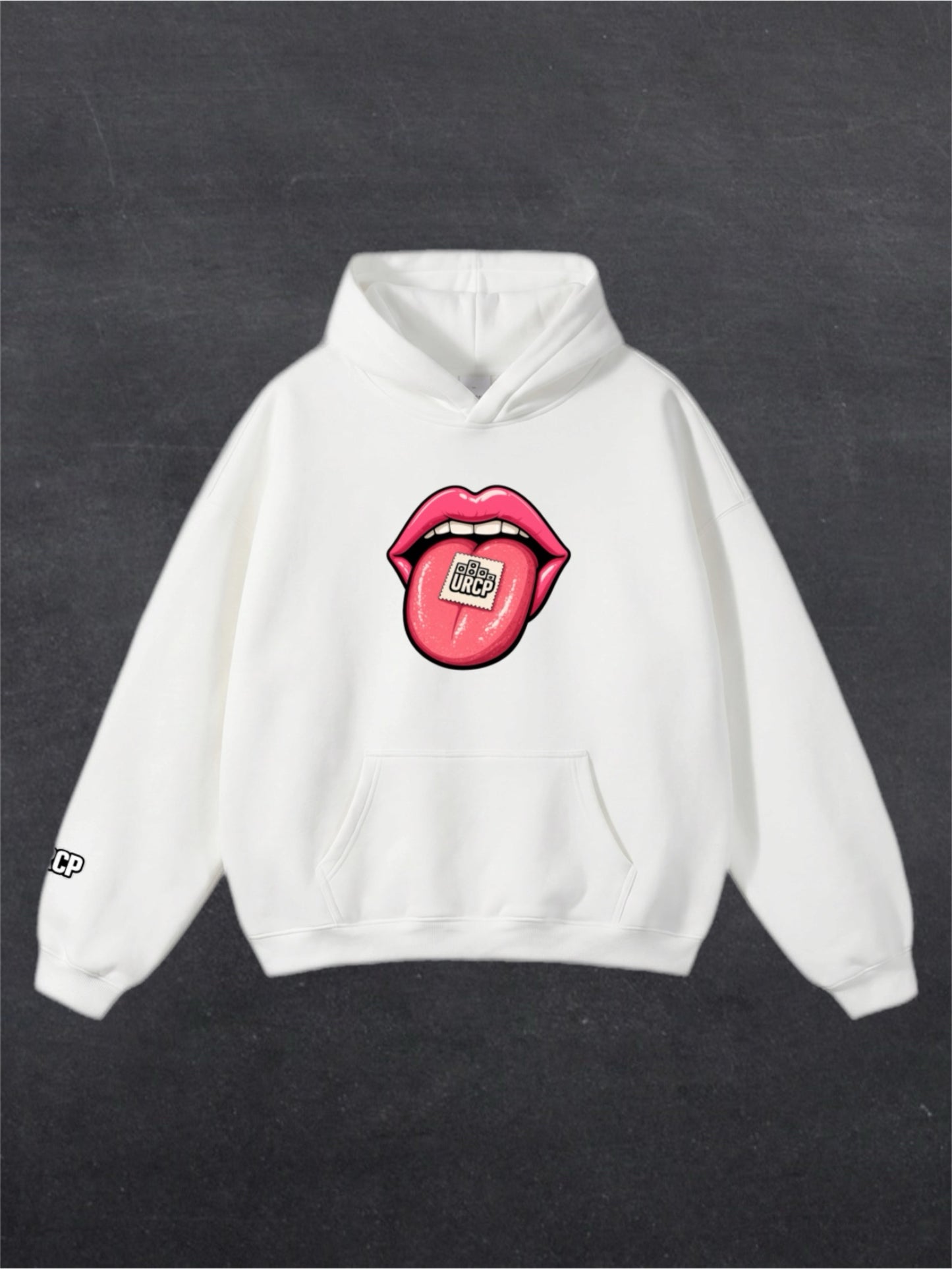 URCP TAB UNISEX HOODIE - FRONT PRINT (white/black)