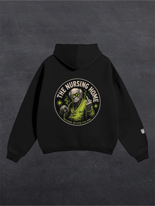NURSING HOME UNISEX HOODIE - BACK PRINT (black)