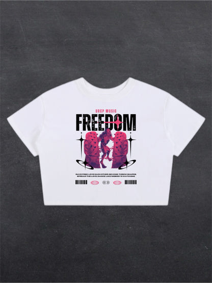 FREEDOM CROPPED TEE - FRONT PRINT (white)
