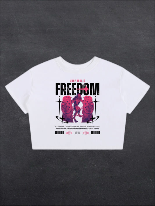 FREEDOM CROPPED TEE - FRONT PRINT (white)