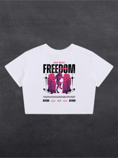 FREEDOM CROPPED TEE - BACK PRINT (white)