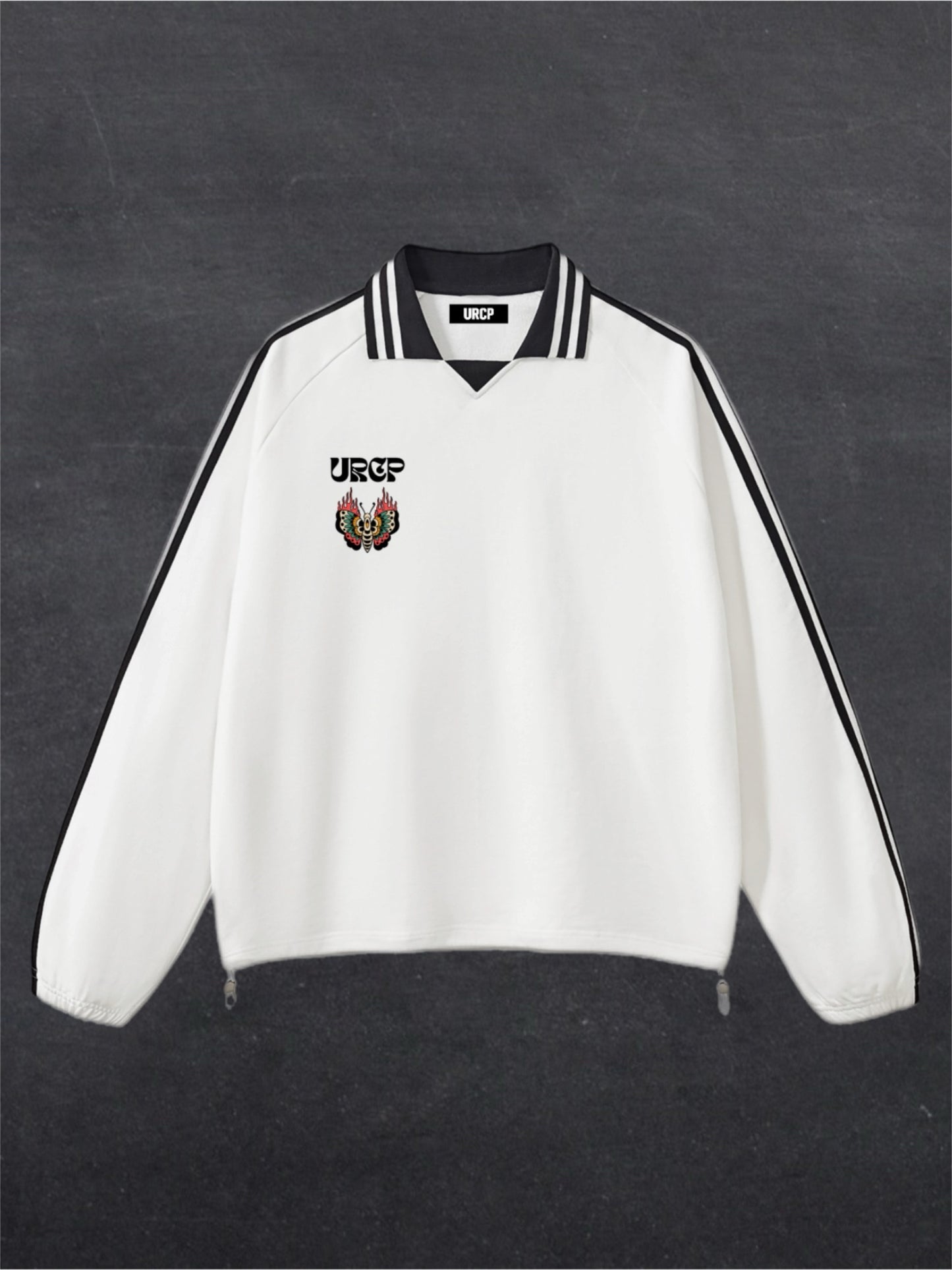BLOOM IN DARKNESS UNISEX RUGBY LOOK SWEATSHIRT - BACK PRINT (white)