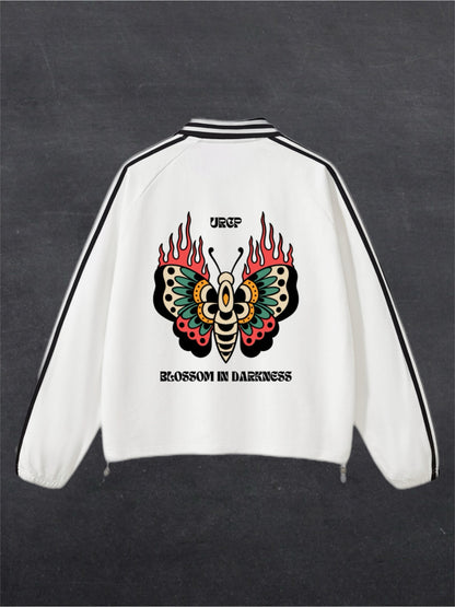 BLOOM IN DARKNESS UNISEX RUGBY LOOK SWEATSHIRT - BACK PRINT (white)