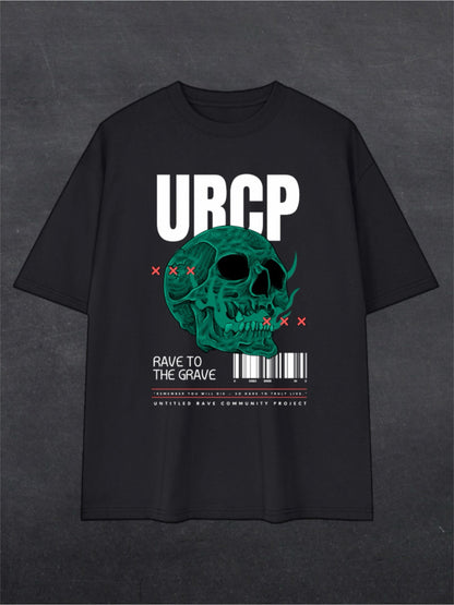 RAVE TO THE GRAVE UNISEX TEE - FRONT PRINT (black)
