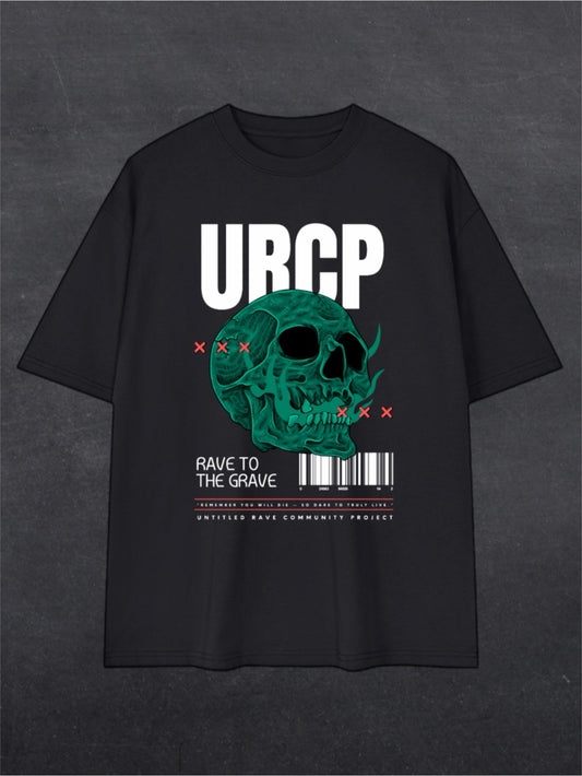 RAVE TO THE GRAVE UNISEX TEE - FRONT PRINT (black)