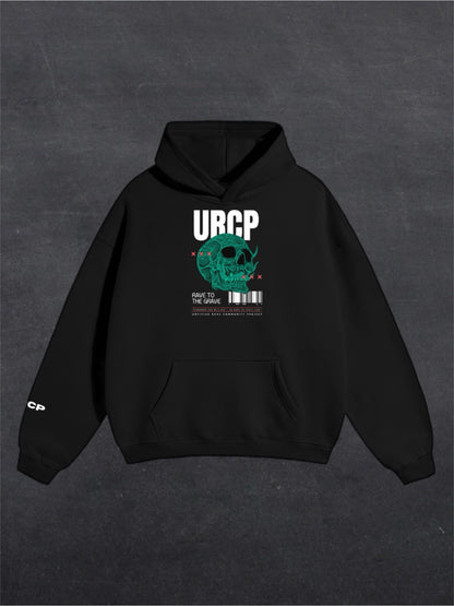 RAVE TO THE GRAVE UNISEX HOODIE - FRONT PRINT (black)