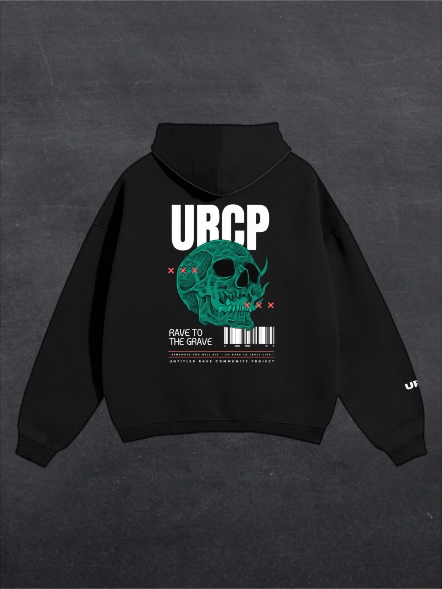 RAVE TO THE GRAVE UNISEX HOODIE - BACK PRINT (black)