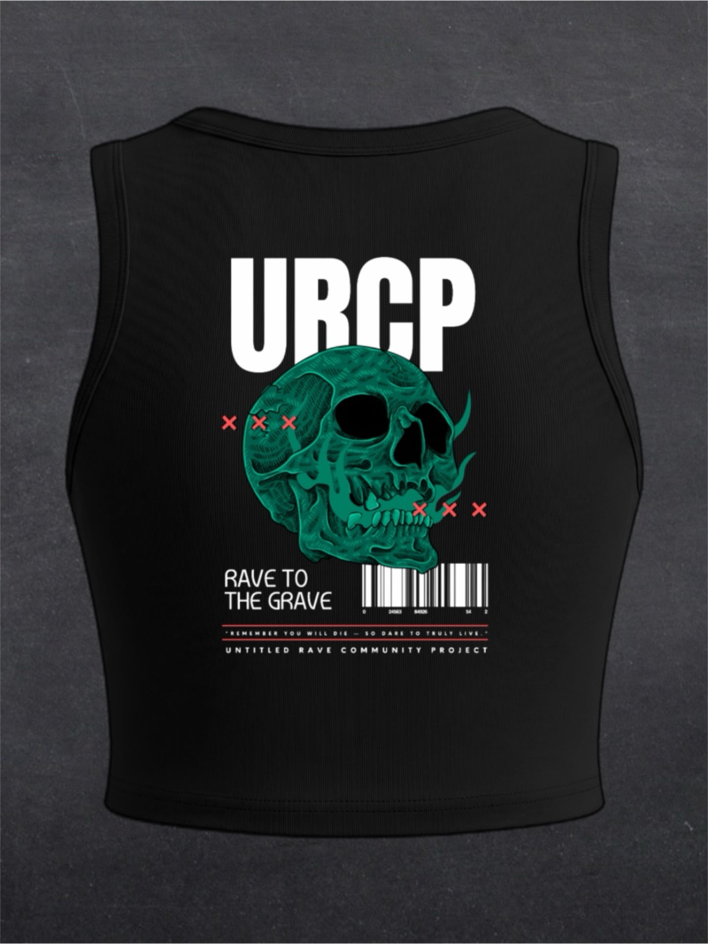 RAVE TO THE GRAVE CREWNECK CROP TOP - BACK PRINT (black)