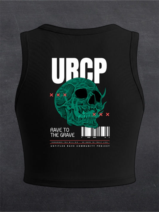 RAVE TO THE GRAVE CREWNECK CROP TOP - BACK PRINT (black)