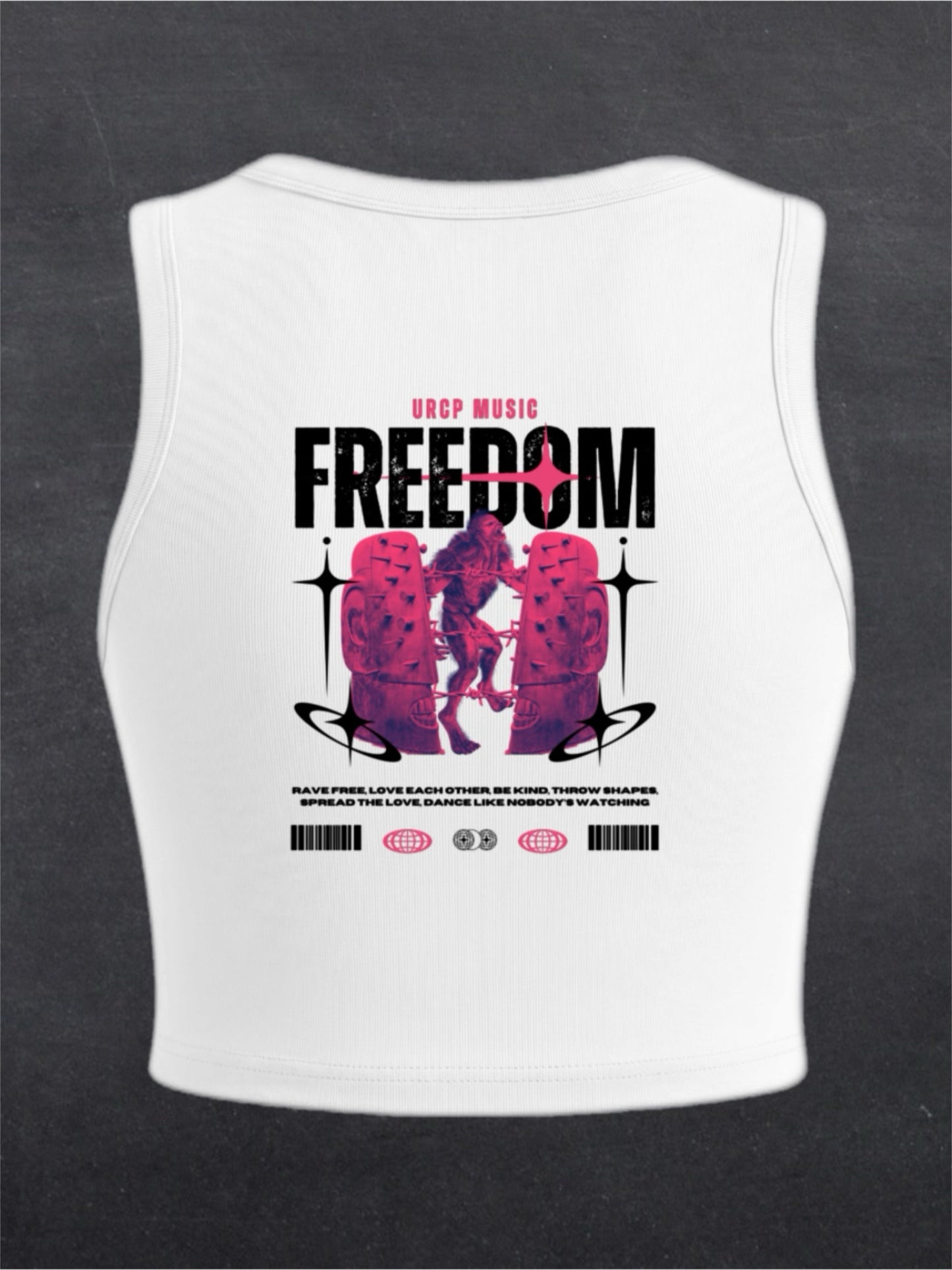 FREEDOM CREWNECK CROP TOP - BACK PRINT (white)