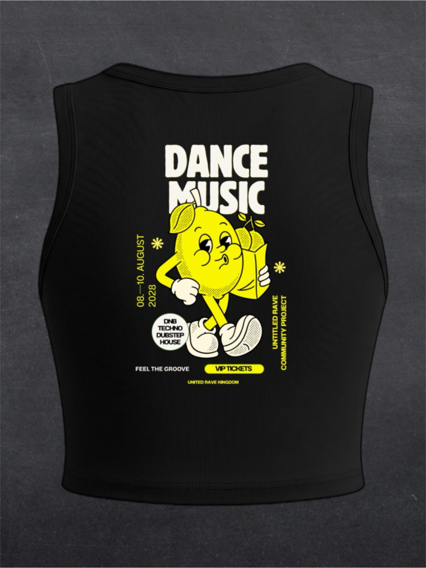 DANCE MUSIC CREWNECK CROP TOP - BACK PRINT (black)