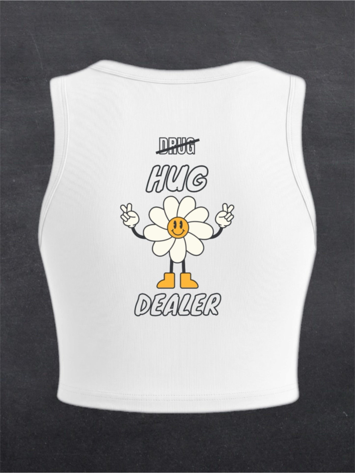 HUG DEALER CREWNECK CROP TOP - BACK PRINT (white)