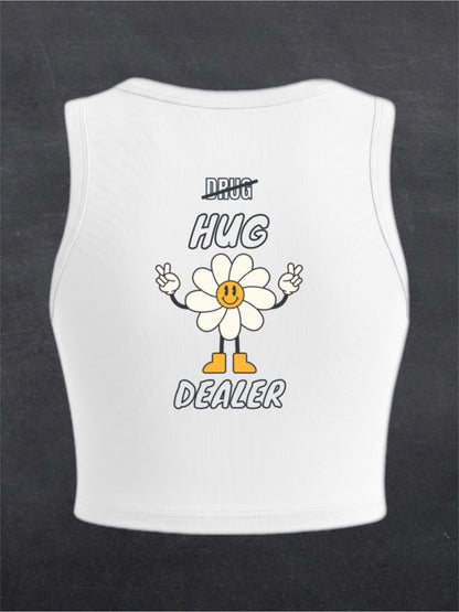 HUG DEALER CREWNECK CROP TOP - BACK PRINT (white)