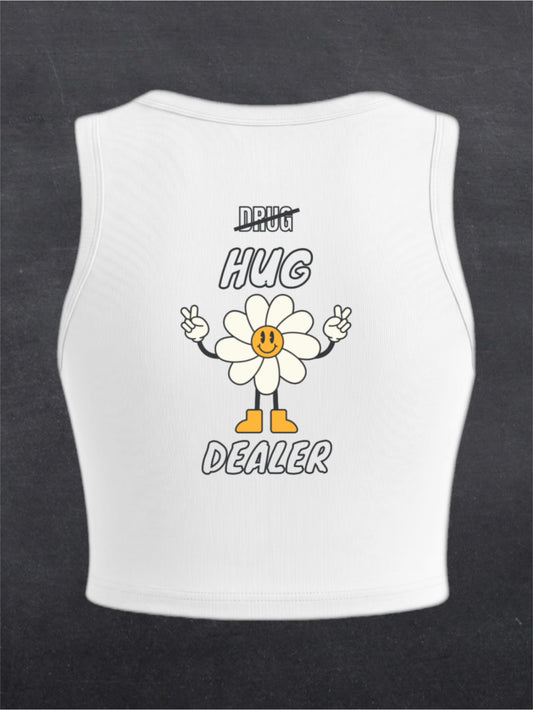 HUG DEALER CREWNECK CROP TOP - BACK PRINT (white)