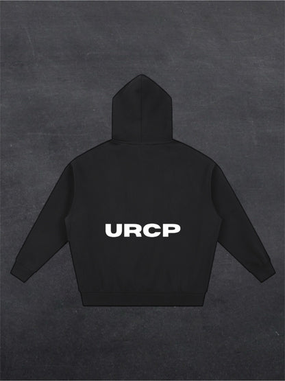 SPACED OUT ASTRONAUT UNISEX ZIP UP HOODIE - FRONT PRINT (black)