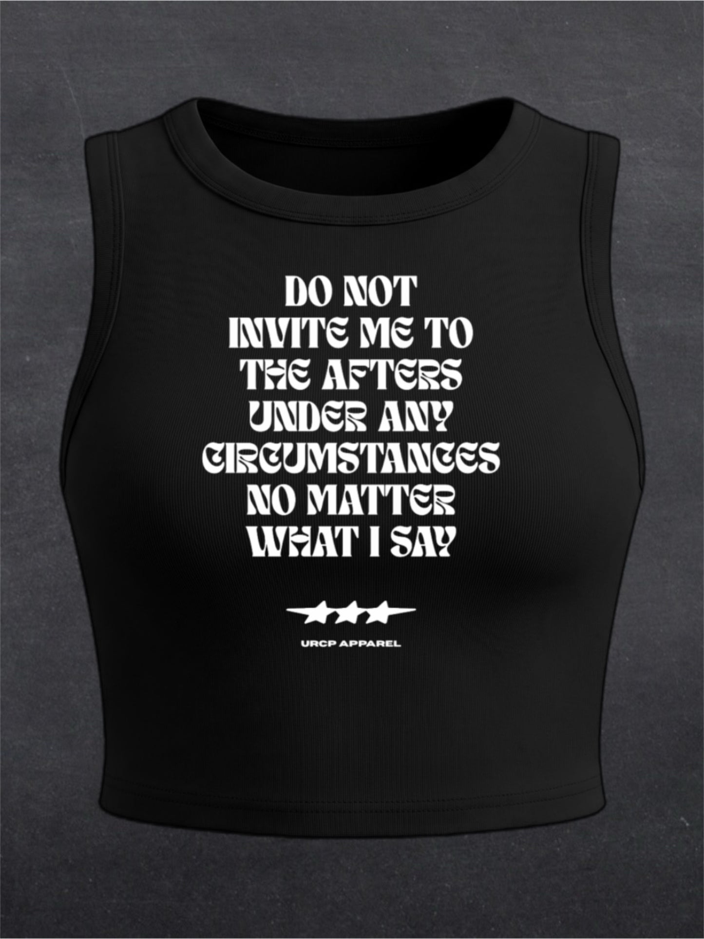 DO NOT INVITE ME TO THE AFTERS CREWNECK CROP TOP - FRONT PRINT (black)