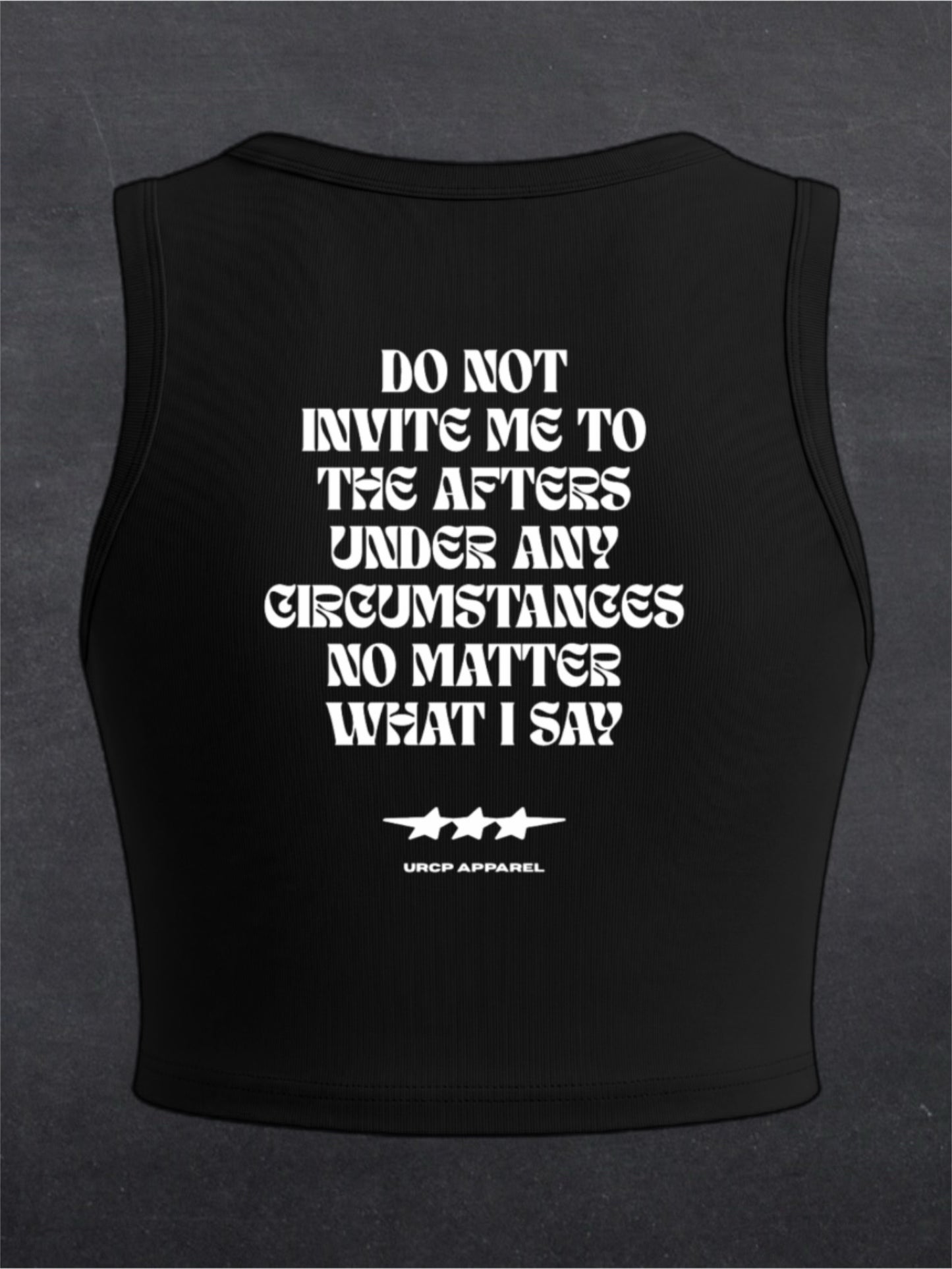 DO NOT INVITE ME TO THE AFTERS CREWNECK CROP TOP - BACK PRINT (black)