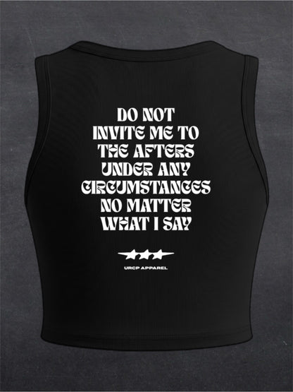 DO NOT INVITE ME TO THE AFTERS CREWNECK CROP TOP - BACK PRINT (black)
