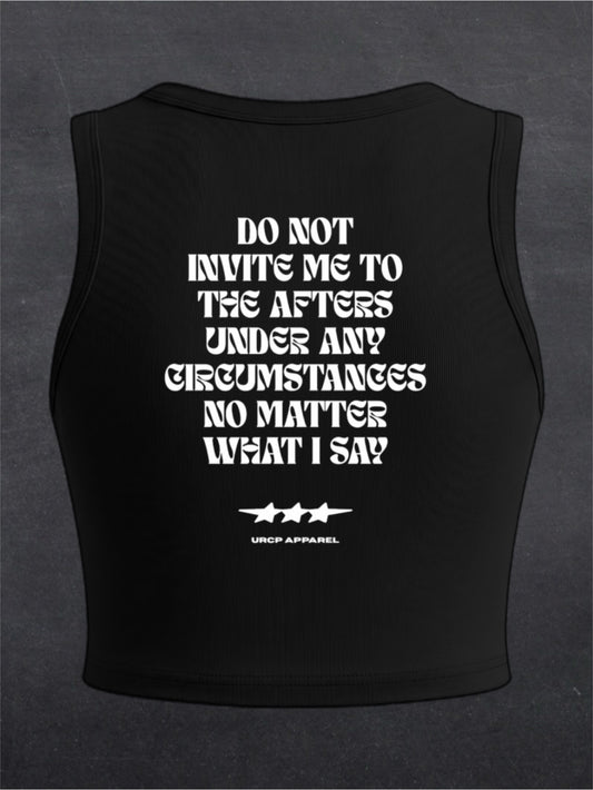 DO NOT INVITE ME TO THE AFTERS CREWNECK CROP TOP - BACK PRINT (black)