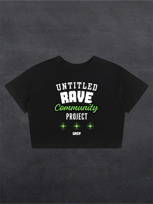 UNTITLED RAVE COMMUNITY PROJECT CROPPED TEE - FRONT PRINT (white)