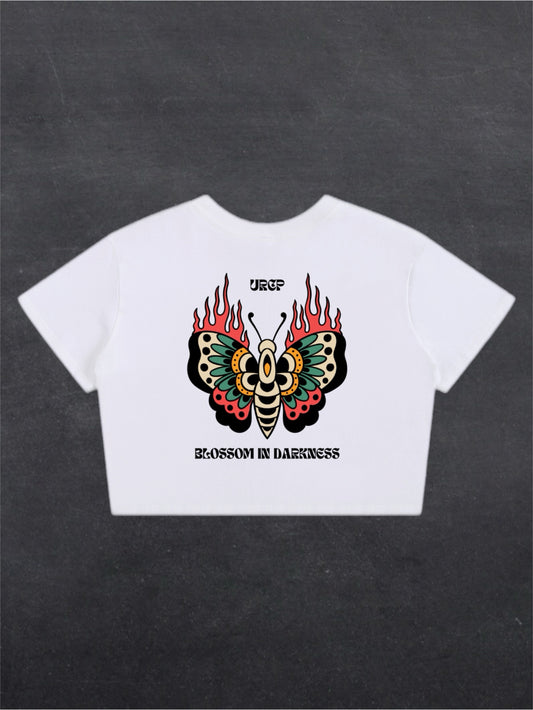 BLOSSOM IN DARKNESS CROPPED TEE (back design)