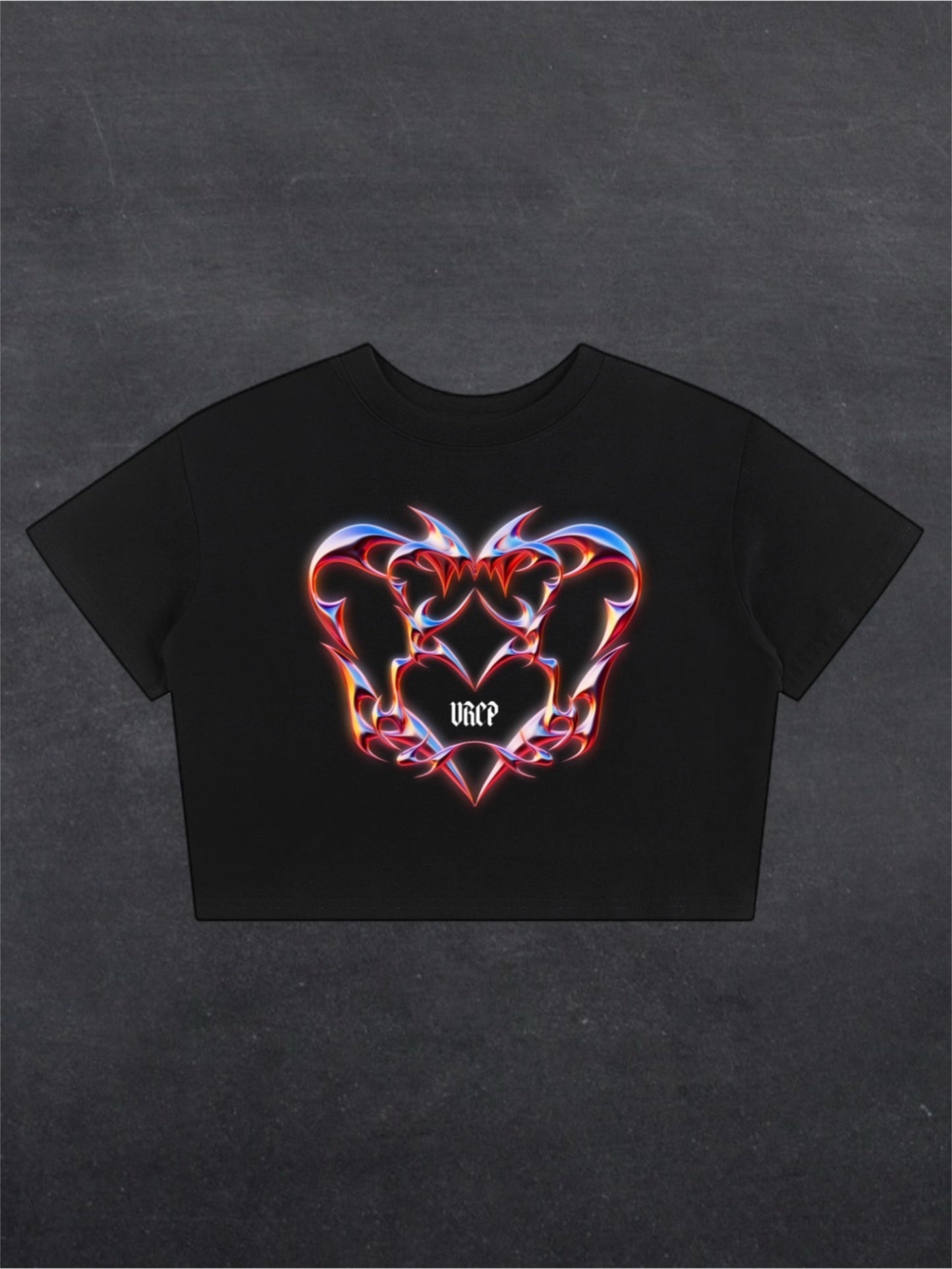 HEARTLESS CROPPED TEE - FRONT PRINT (black)