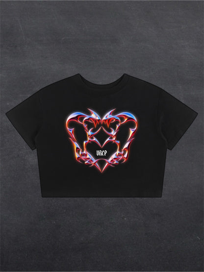 HEARTLESS CROPPED TEE - FRONT PRINT (black)