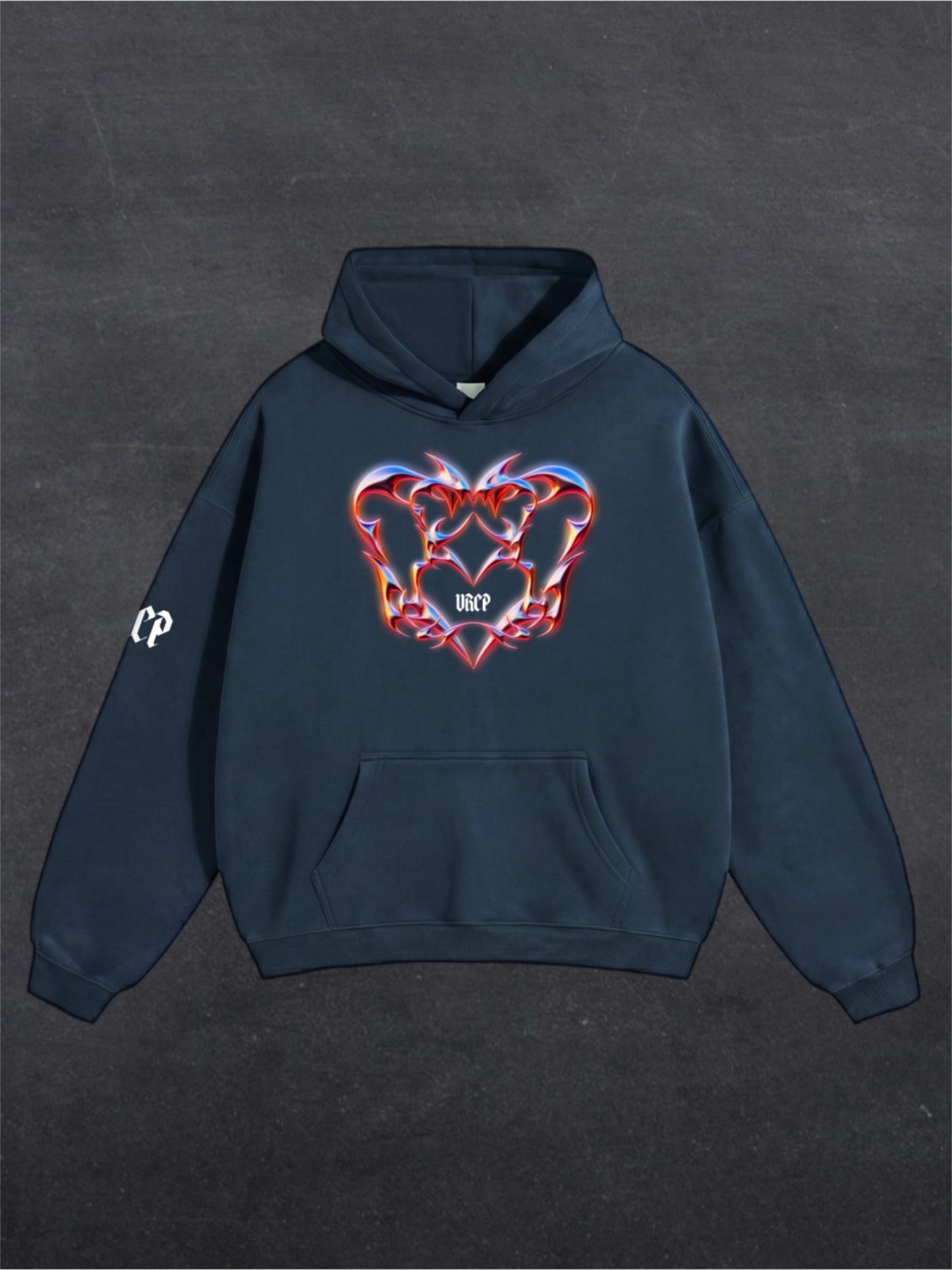 HEARTLESS UNISEX HOODIE - FRONT PRINT (black/navy)