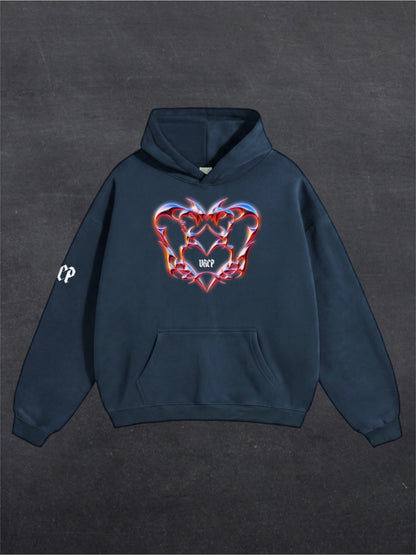 HEARTLESS UNISEX HOODIE - FRONT PRINT (black/navy)