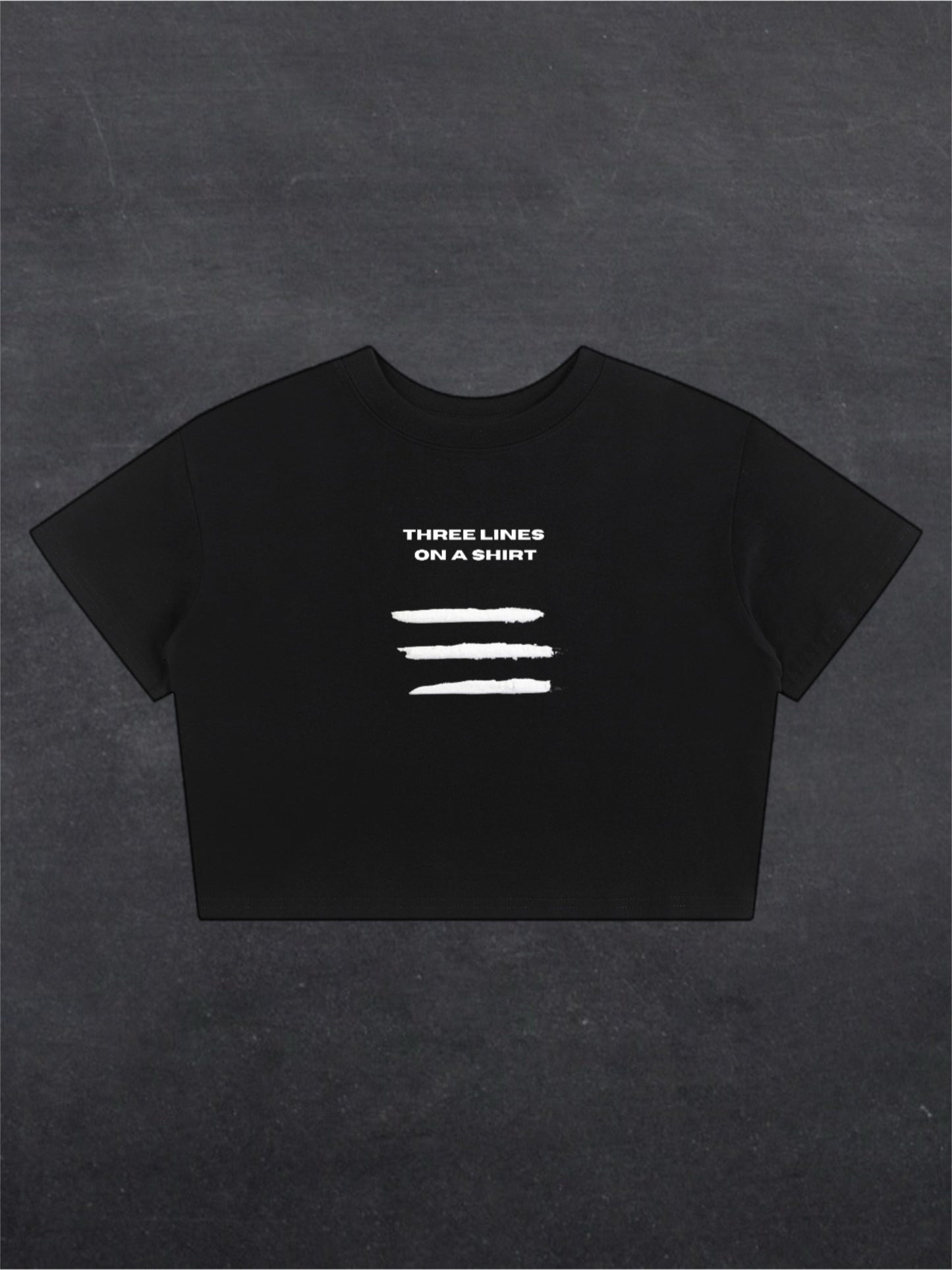 THREE L1NES ON A SHIRT CROPPED TEE - FRONT PRINT (black)