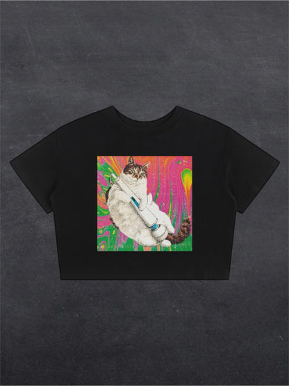 CACID VIBE CROPPED TEE - FRONT PRINT (black/white)