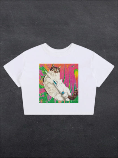 CACID VIBE CROPPED TEE - FRONT PRINT (black/white)