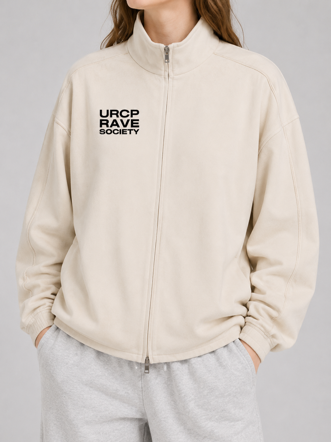URCP RAVE SOCIETY UNISEX ZIP UP JACKET - FRONT PRINT (multiple colours)