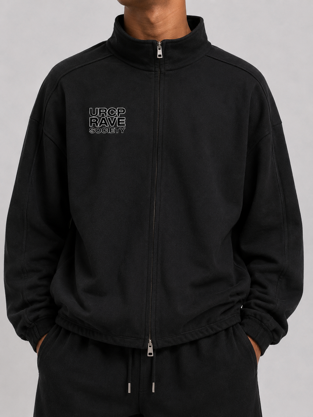 URCP RAVE SOCIETY UNISEX ZIP UP JACKET - FRONT PRINT (multiple colours)