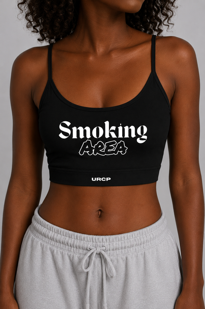 SMOKING AREA U-NECK SPORTS BRA (black/grey)