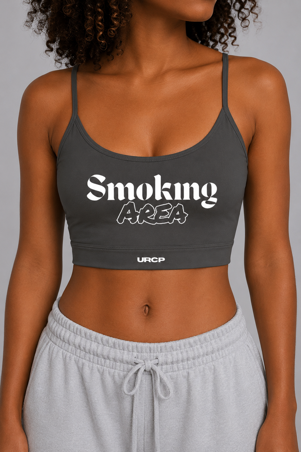 SMOKING AREA U-NECK SPORTS BRA (black/grey)