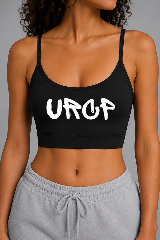 URCP GRAFFITI U-NECK SPORTS BRA (black/grey)