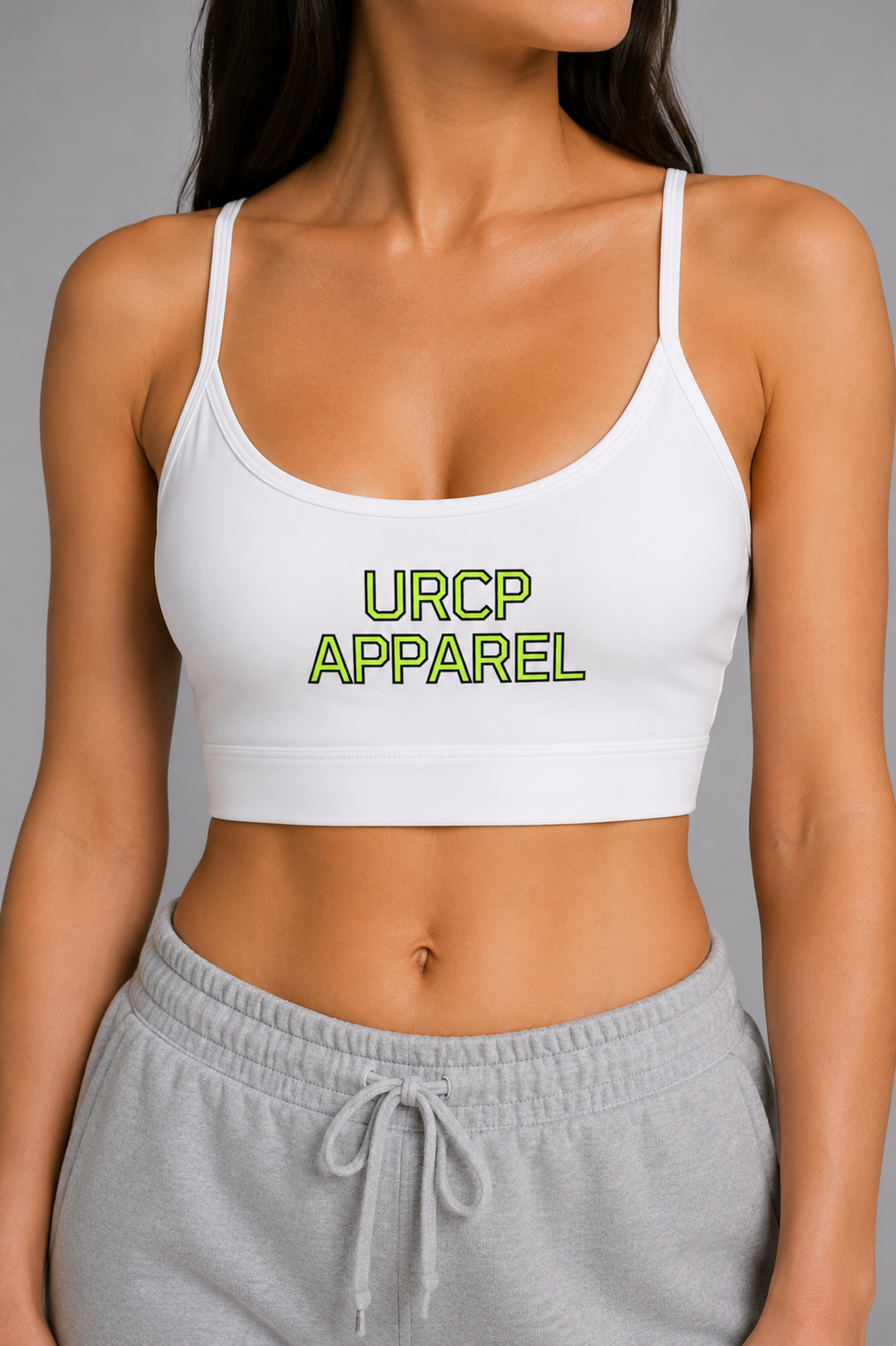 GREEN URCP APPAREL U-NECK SPORTS BRA (white)