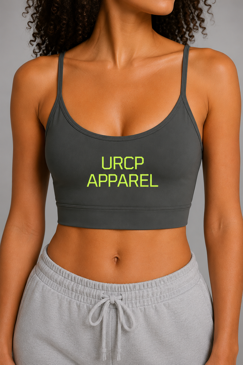 GREEN URCP APPAREL U-NECK SPORTS BRA (black/grey)