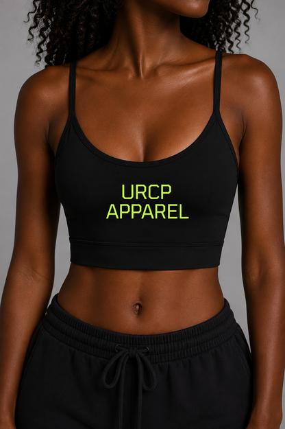 GREEN URCP APPAREL U-NECK SPORTS BRA (black/grey)