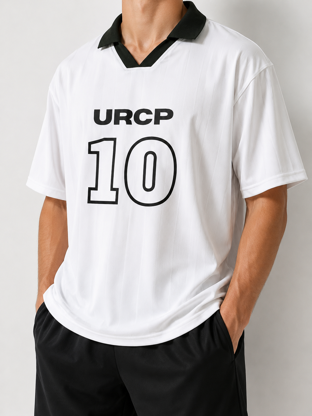 URCP 10 UNISEX POLO JERSEY - FRONT PRINT (pink/white)