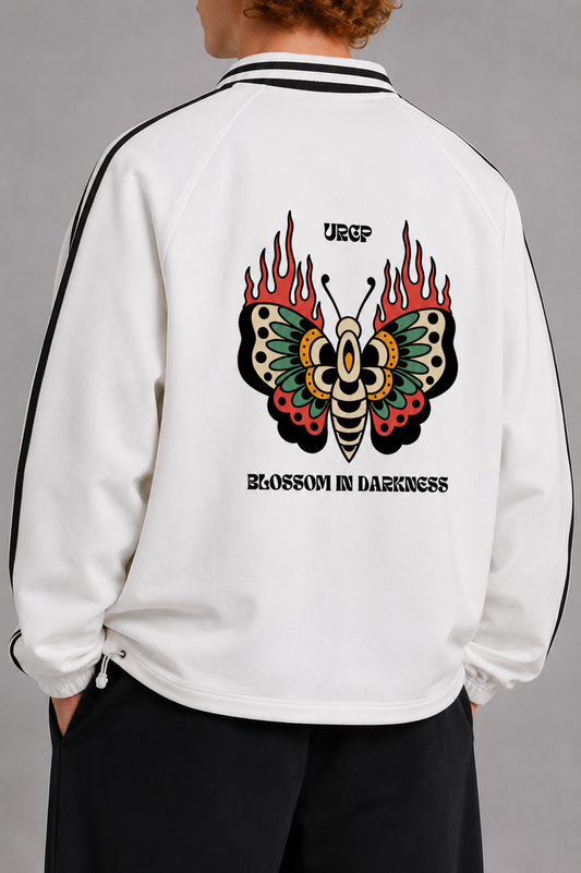 BLOOM IN DARKNESS UNISEX RUGBY LOOK SWEATSHIRT (back design)