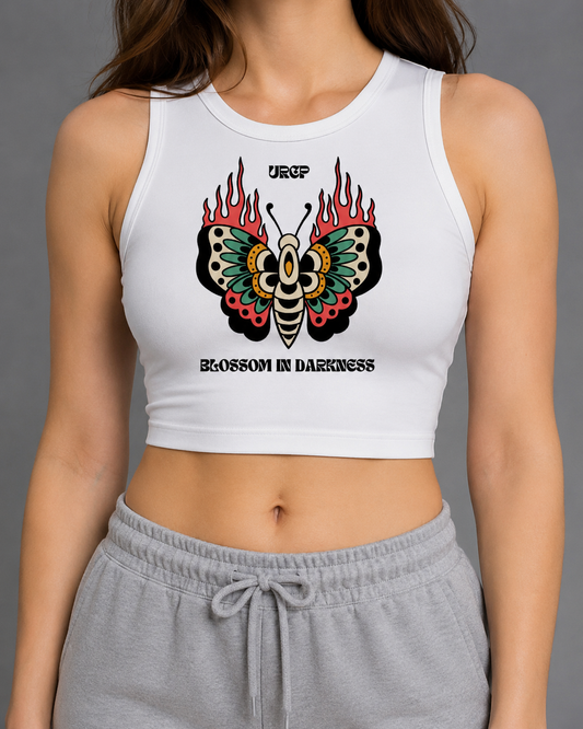 BLOSSOM IN DARKNESS CREWNECK CROP TOP (front design)