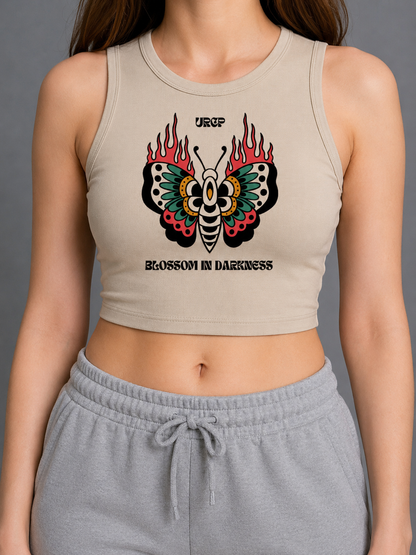 BLOSSOM IN DARKNESS CREWNECK CROP TOP (front design)