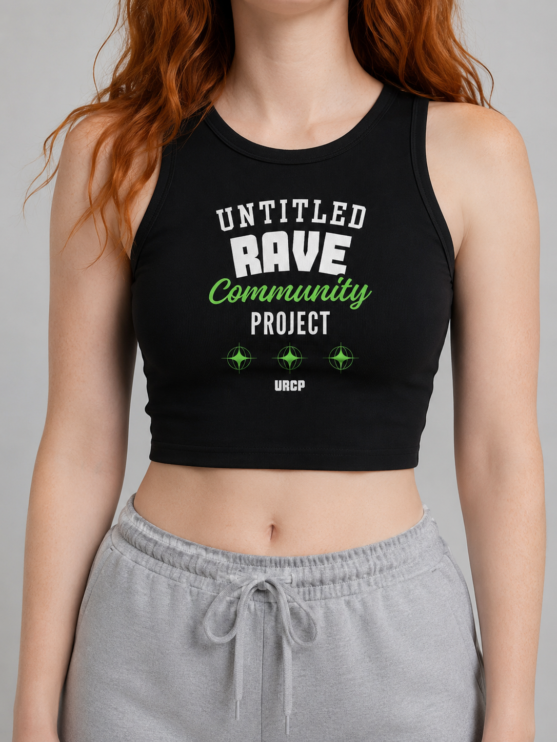 UNTITLED RAVE COMMUNITY PROJECT CREWNECK CROP TOP (front design)